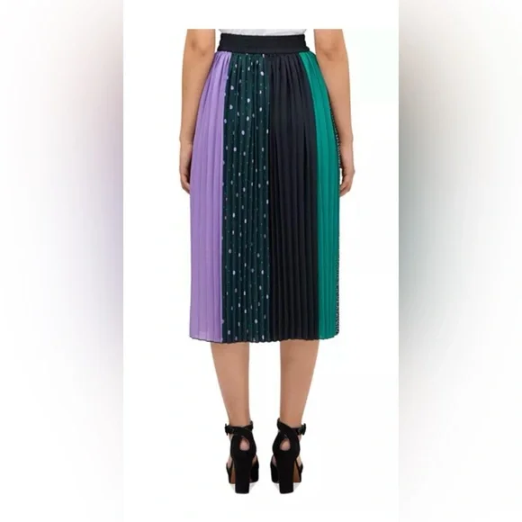 NWOT Kate Spade New York Pop Dots Pleated Midi Skirt Mixed-Print